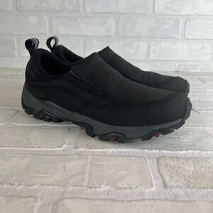 Merrell Coldpack Ice + Moc Shoes Womens 8.5 Black Waterproof Leather Slip Ons 39
